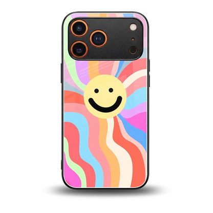 Cheerful Smiley back phone cover | glass case for iphone 17 pro max