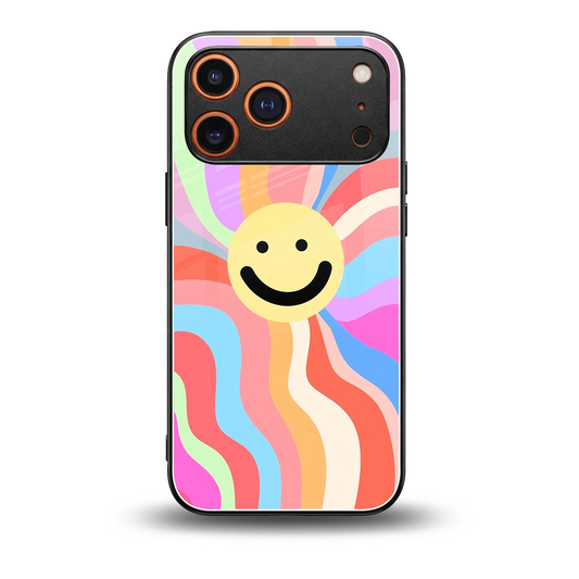 Cheerful Smiley back phone cover | glass case for iphone 17 pro max