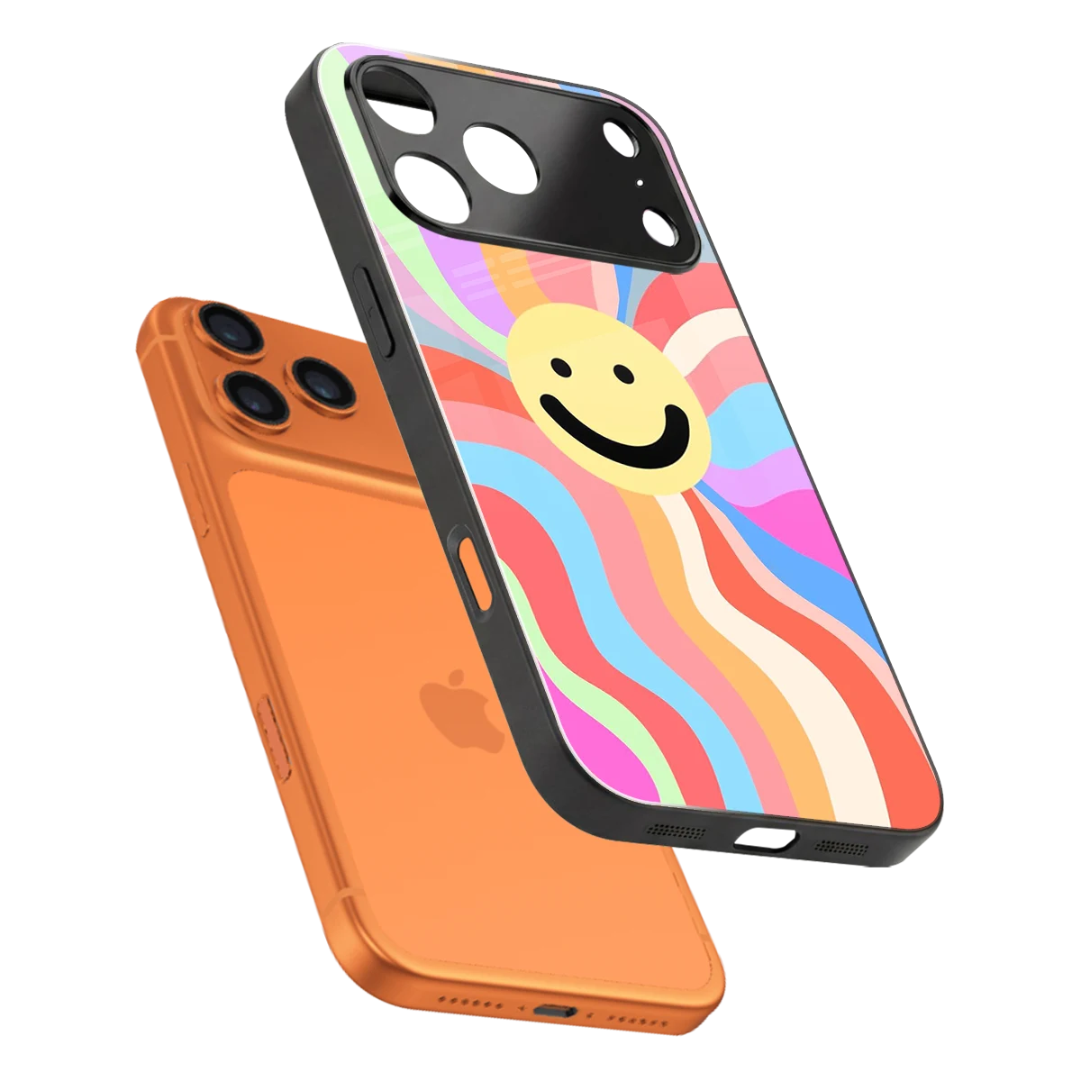Cheerful Smiley sleek iphone 17 pro max cover with tempered glass back and TPU edges