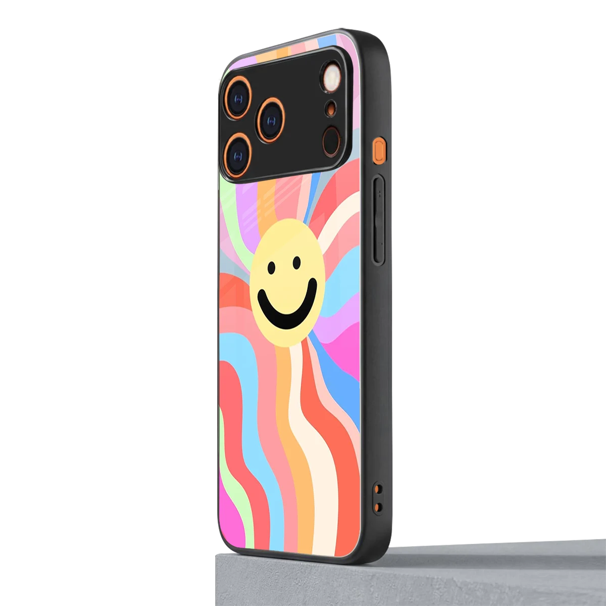 Cheerful Smiley iphone 17 pro max mobile cover | shockproof glass phone case