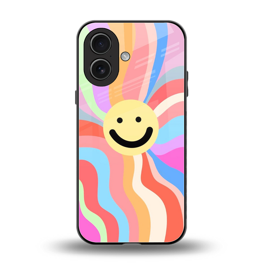 Cheerful Smiley back phone cover | glass case for iphone 17