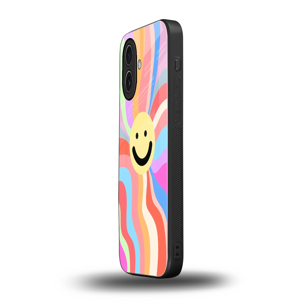 Cheerful Smiley iphone 17 mobile cover | shockproof glass phone case