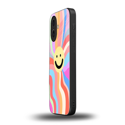 Cheerful Smiley iphone 17 mobile cover | shockproof glass phone case