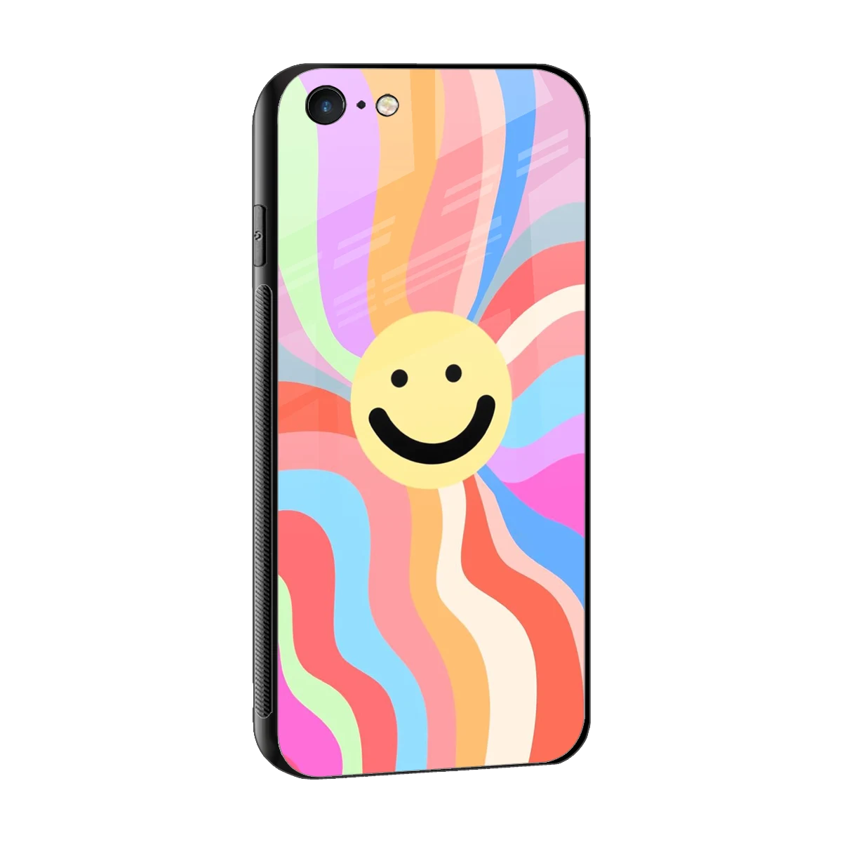 Cheerful Smiley sleek iphone 6s cover with tempered glass back and TPU edges