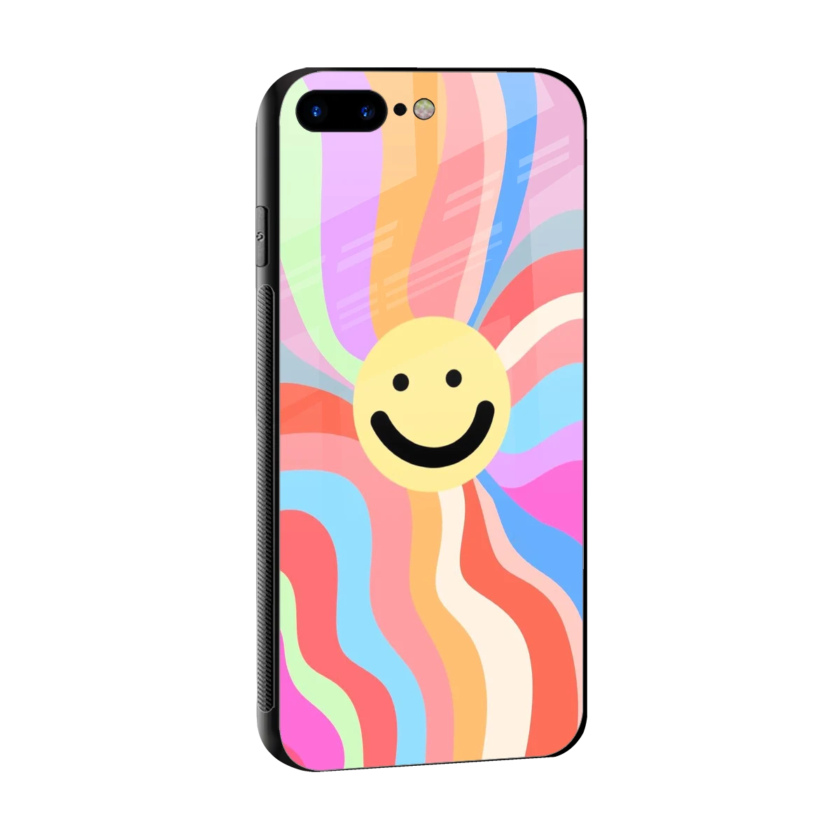Cheerful Smiley sleek iphone 8 plus cover with tempered glass back and TPU edges