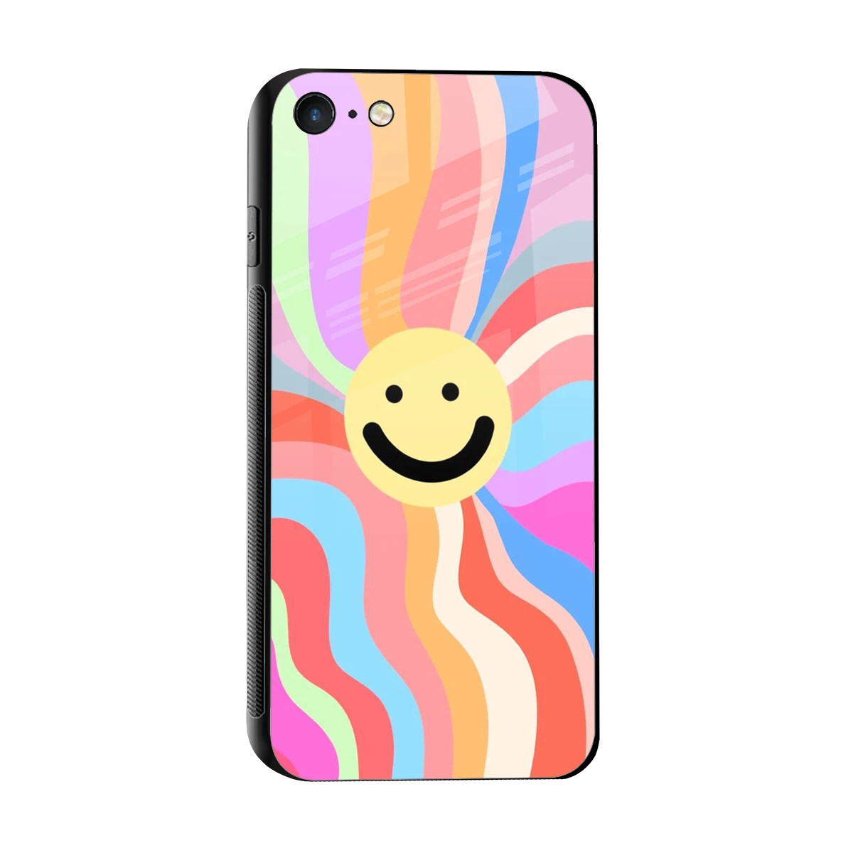 Cheerful Smiley sleek iphone 7 cover with tempered glass back and TPU edges