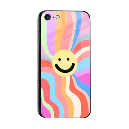 Cheerful Smiley sleek iphone 7 cover with tempered glass back and TPU edges