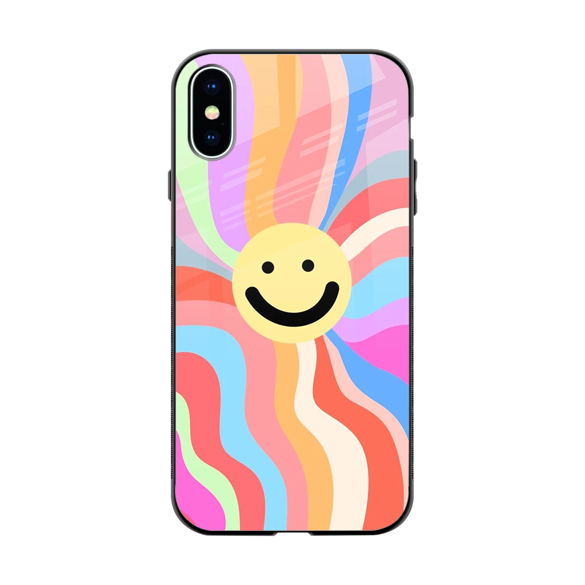 Cheerful Smiley back phone cover | glass case for iphone x