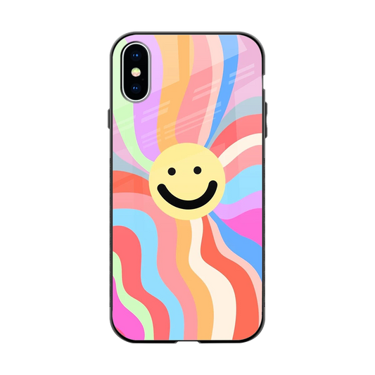 Cheerful Smiley back phone cover | glass case for iphone x