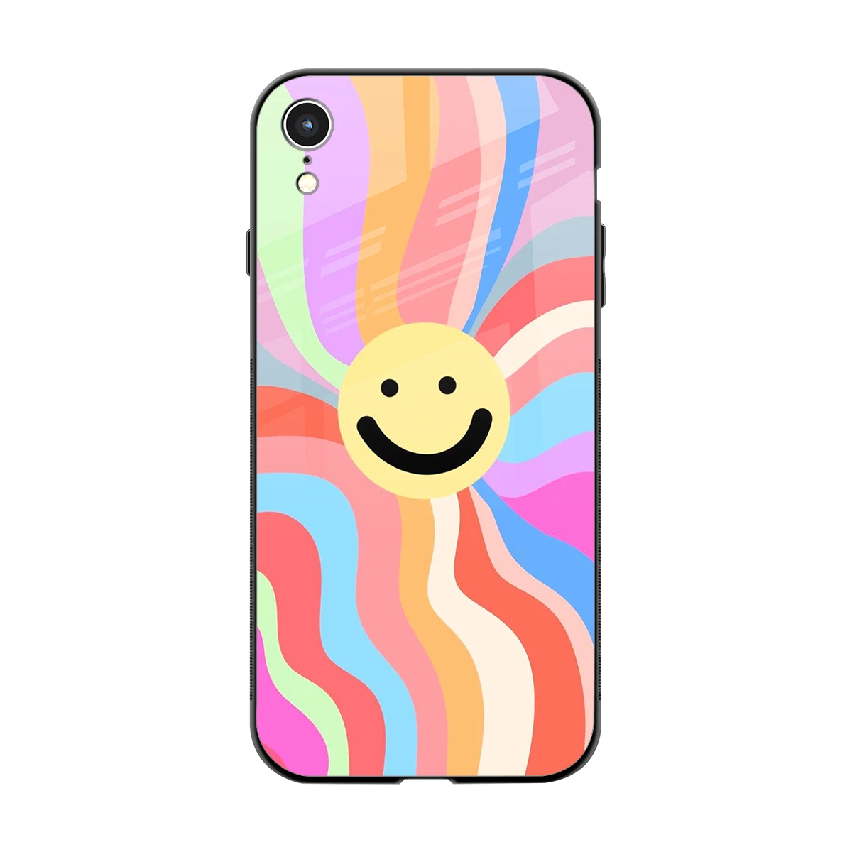 Cheerful Smiley back phone cover | glass case for iphone xr