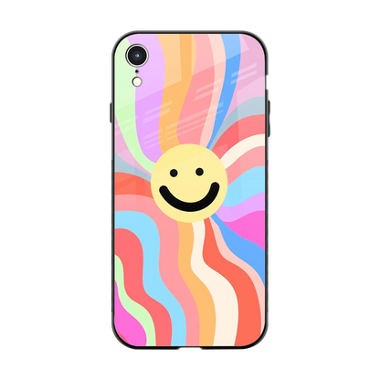Cheerful Smiley back phone cover | glass case for iphone xr
