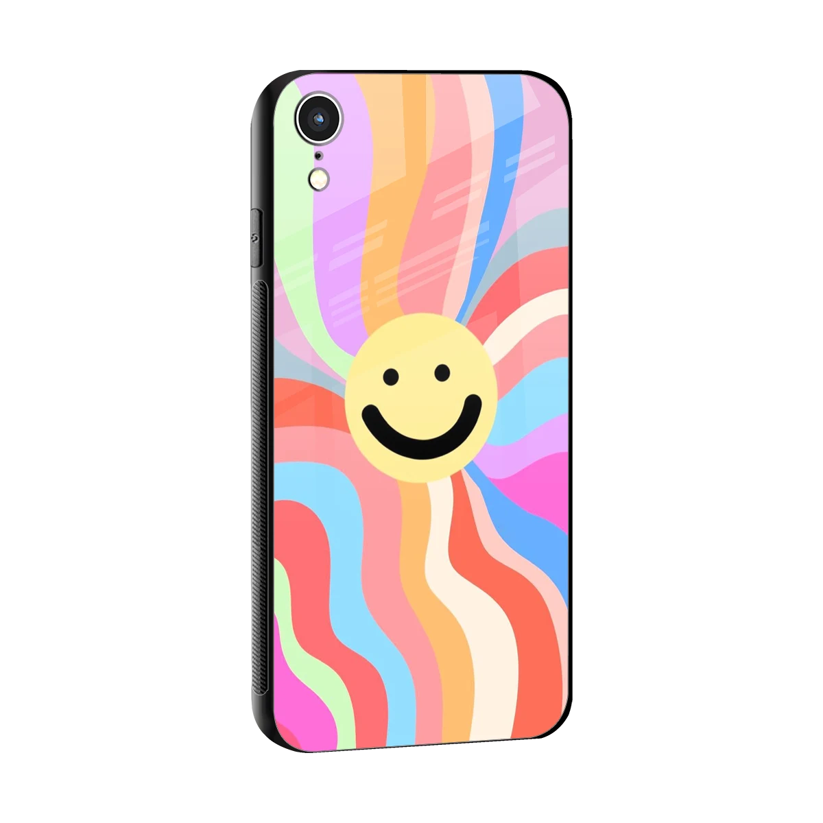Cheerful Smiley sleek iphone xr cover with tempered glass back and TPU edges