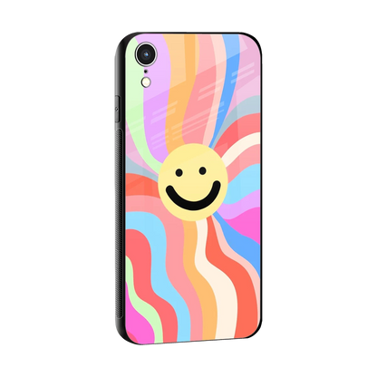 Cheerful Smiley sleek iphone xr cover with tempered glass back and TPU edges