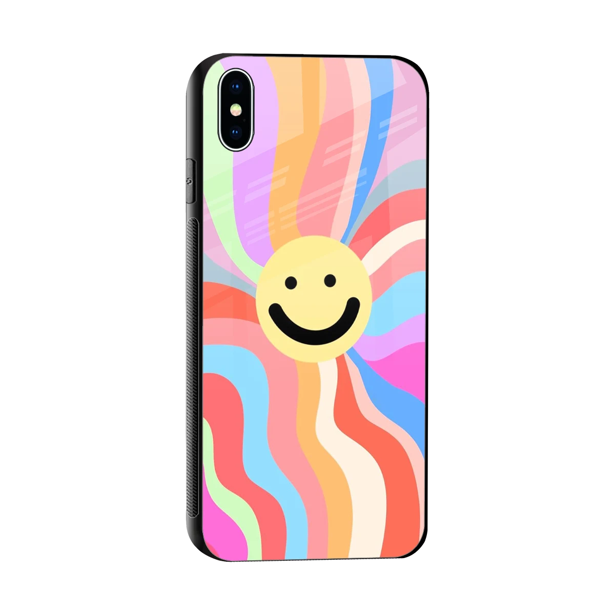 Cheerful Smiley sleek iphone xs max cover with tempered glass back and TPU edges