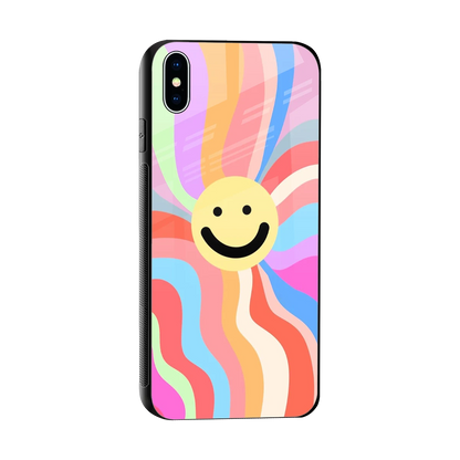 Cheerful Smiley sleek iphone xs max cover with tempered glass back and TPU edges