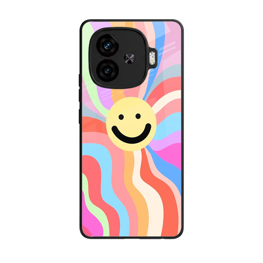 Cheerful Smiley back phone cover | glass case for iqoo neo 10r 5g