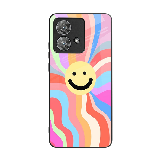 Cheerful Smiley back phone cover | glass case for motorola edge 40 neo 5g