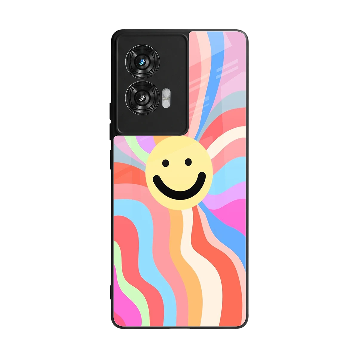 Cheerful Smiley back phone cover | glass case for motorola edge 50 fusion