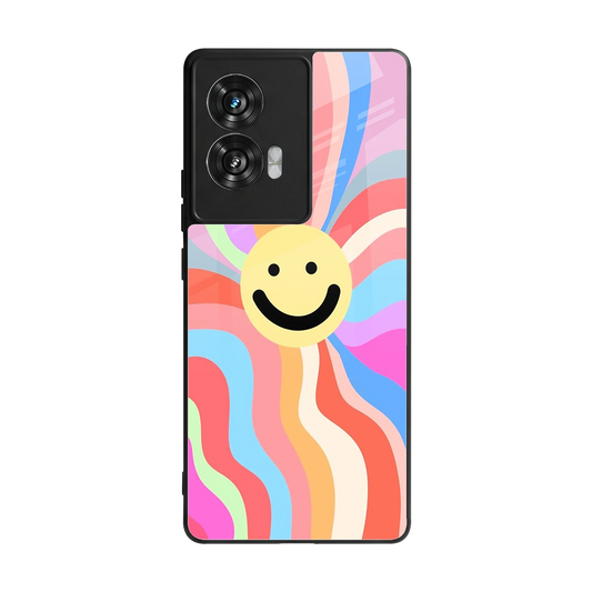 Cheerful Smiley back phone cover | glass case for motorola edge 50 fusion