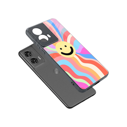 Cheerful Smiley sleek motorola edge 50 fusion cover with tempered glass back and TPU edges