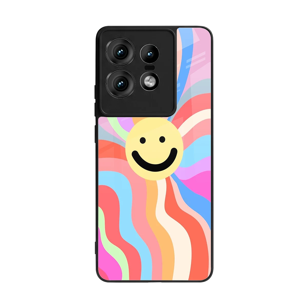 Cheerful Smiley back phone cover | glass case for motorola edge 50 pro