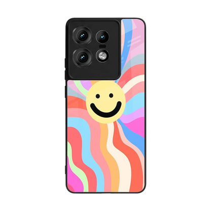 Cheerful Smiley back phone cover | glass case for motorola edge 50 pro