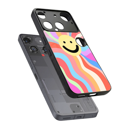 Cheerful Smiley sleek nothing phone 3 cover with tempered glass back and TPU edges