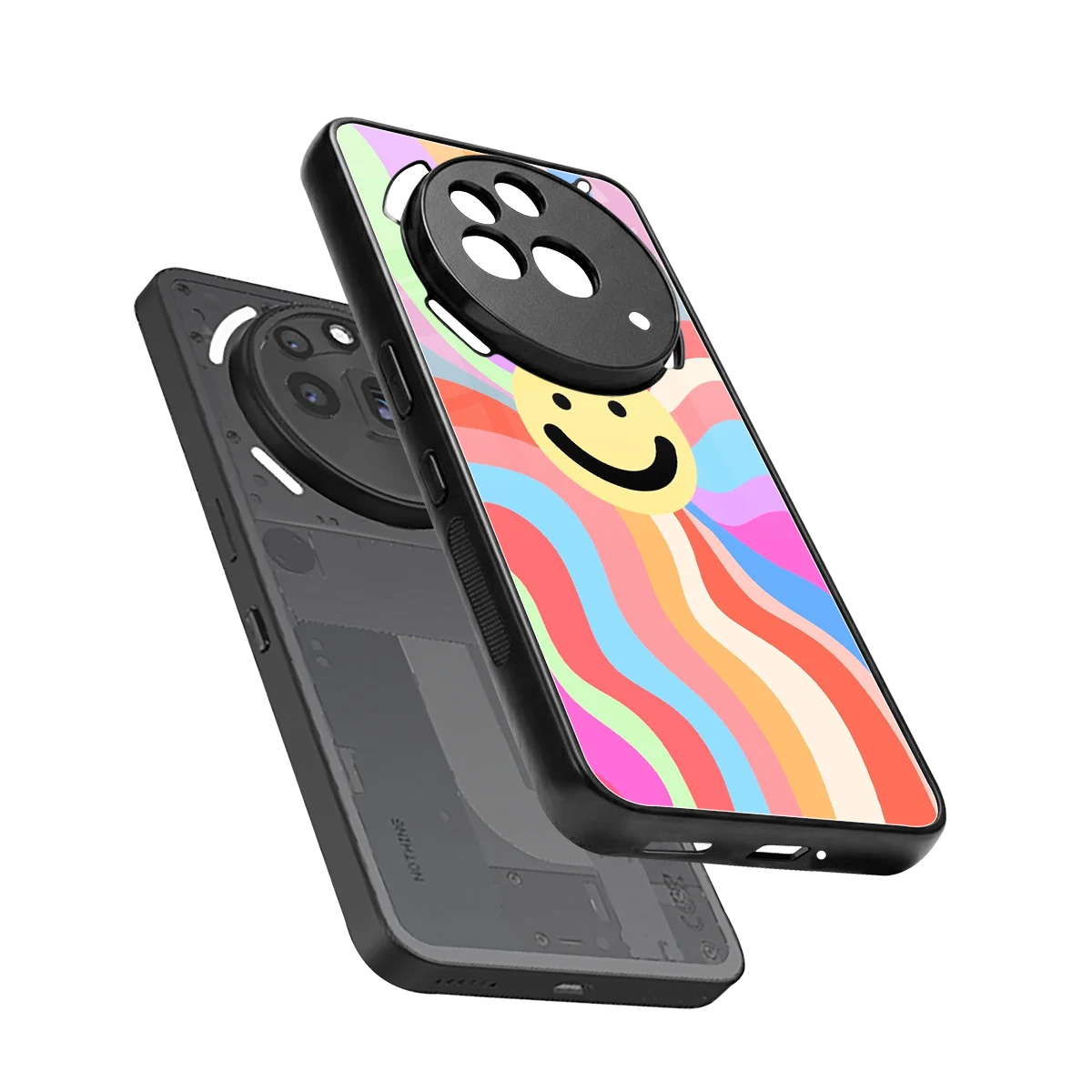Cheerful Smiley sleek nothing phone 3a pro cover with tempered glass back and TPU edges