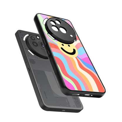 Cheerful Smiley sleek nothing phone 3a pro cover with tempered glass back and TPU edges