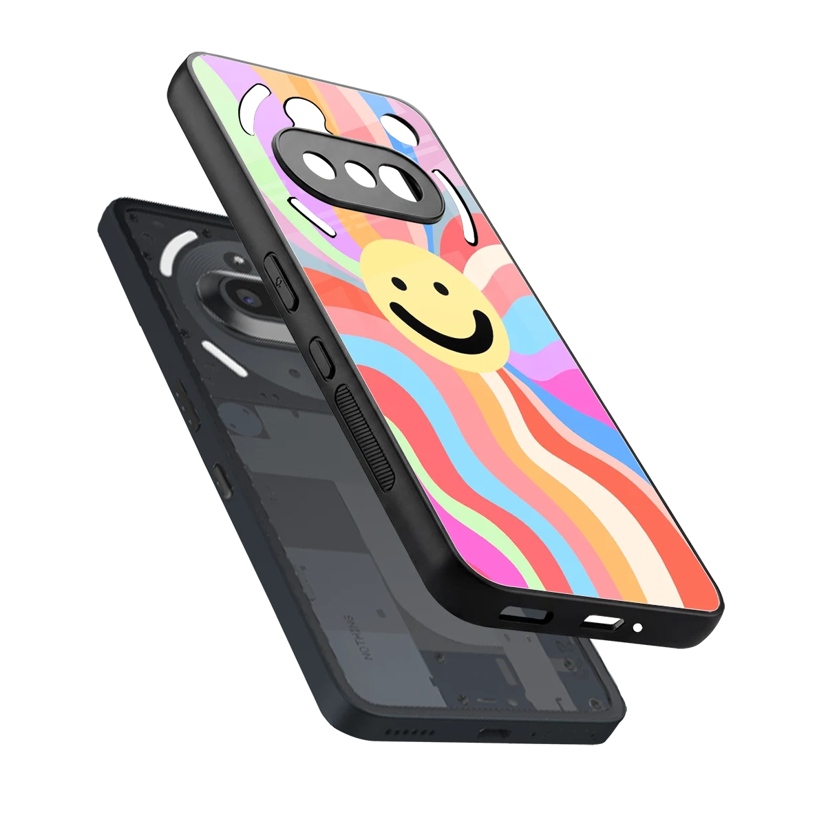 Cheerful Smiley sleek nothing phone 3a cover with tempered glass back and TPU edges