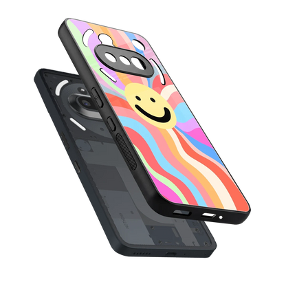 Cheerful Smiley sleek nothing phone 3a cover with tempered glass back and TPU edges