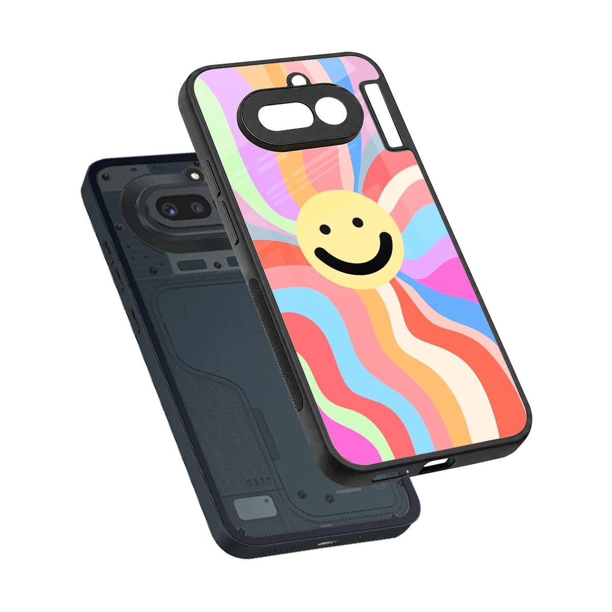 Cheerful Smiley sleek nothing phone 4a cover with tempered glass back and TPU edges