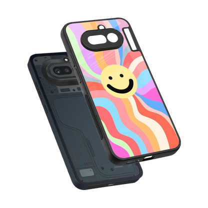 Cheerful Smiley sleek nothing phone 4a cover with tempered glass back and TPU edges