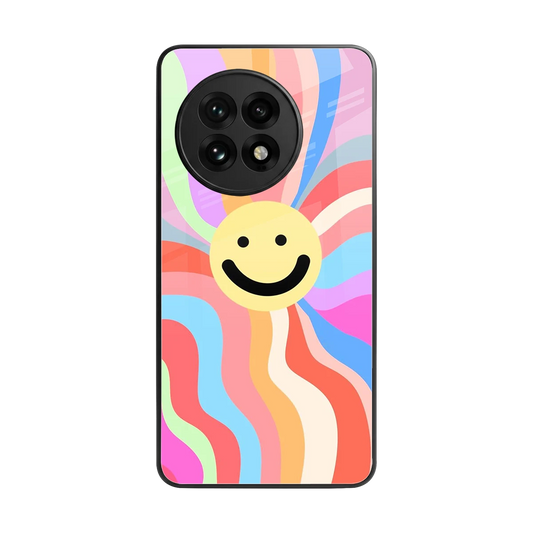 Cheerful Smiley back phone cover | glass case for oneplus 13r