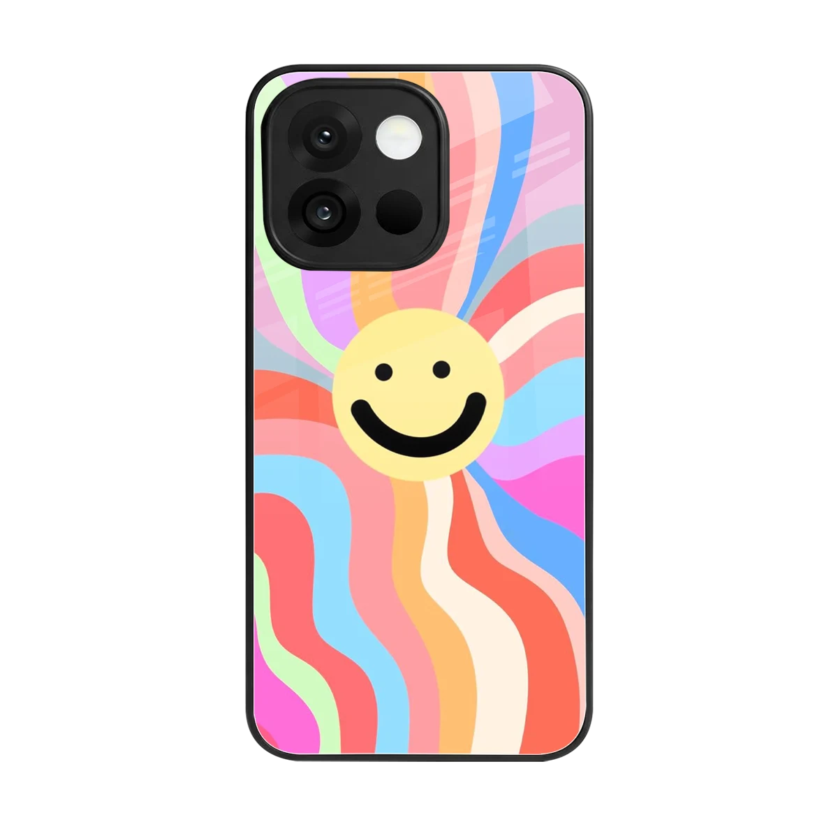 Cheerful Smiley back phone cover | glass case for oneplus 13s