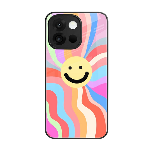 Cheerful Smiley back phone cover | glass case for oneplus 13s