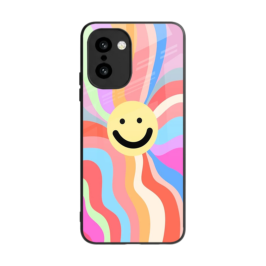 Cheerful Smiley back phone cover | glass case for oneplus 15r