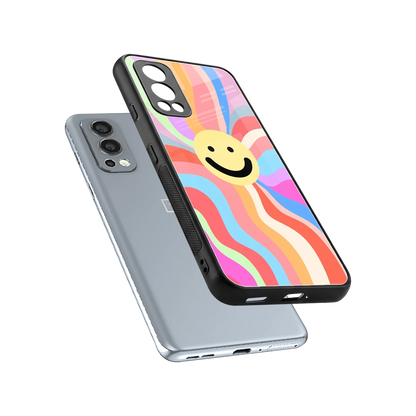 Cheerful Smiley sleek oneplus nord 2 cover with tempered glass back and TPU edges