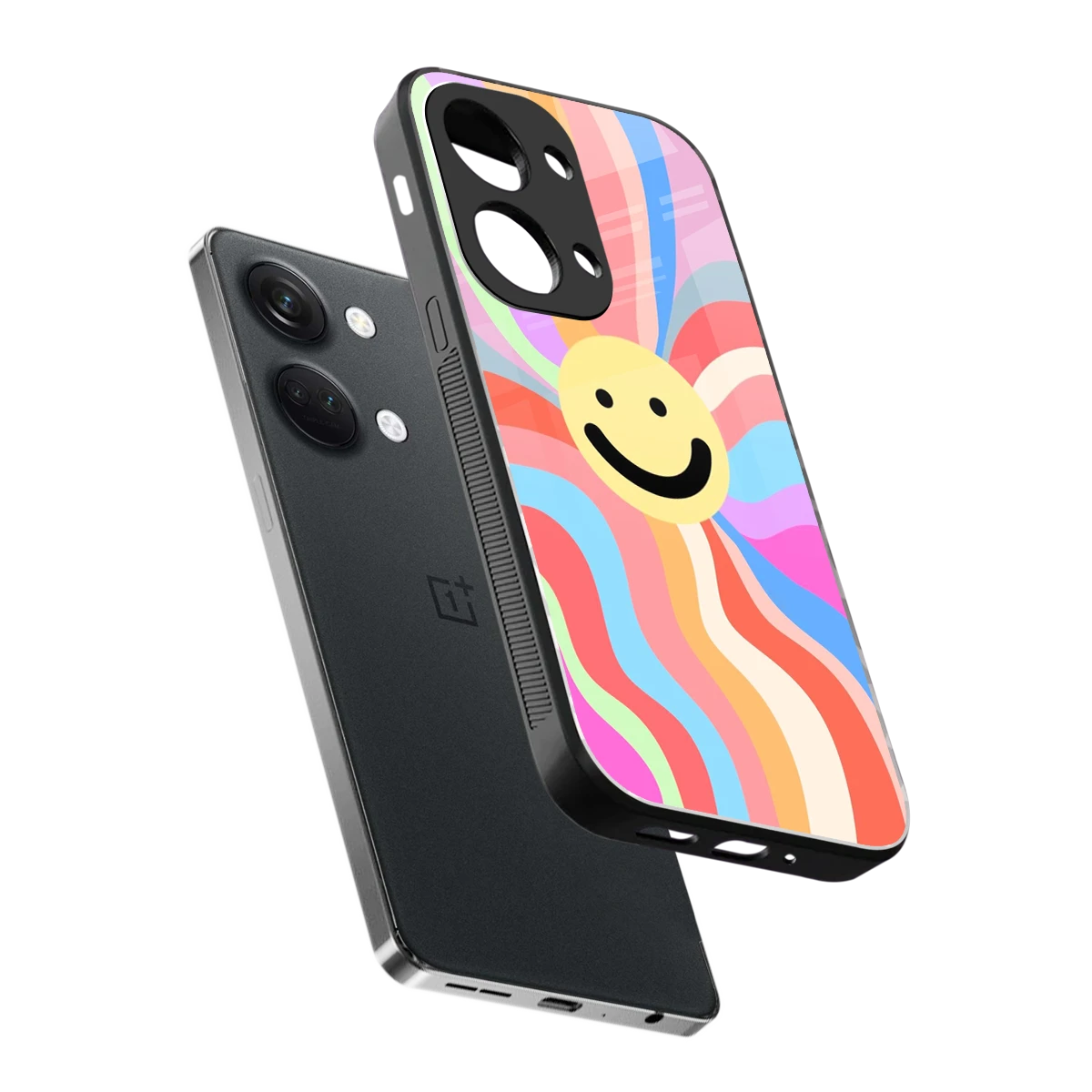 Cheerful Smiley sleek oneplus nord 3 cover with tempered glass back and TPU edges