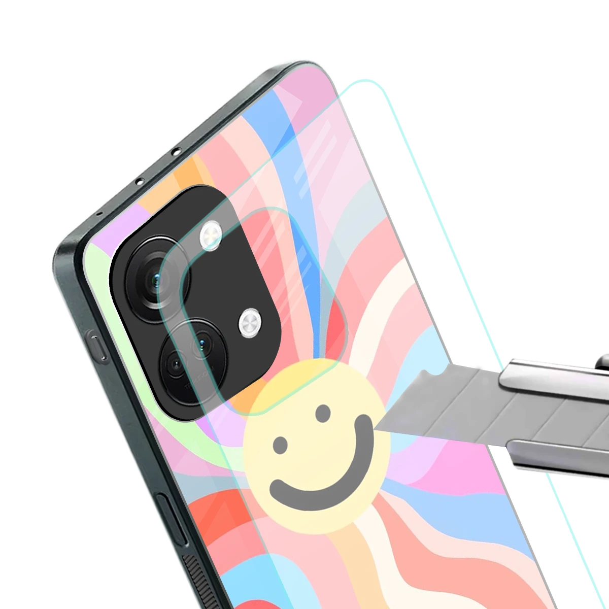 Cheerful Smiley stylish phone case for oneplus nord 3 | glossy glass and slim fit
