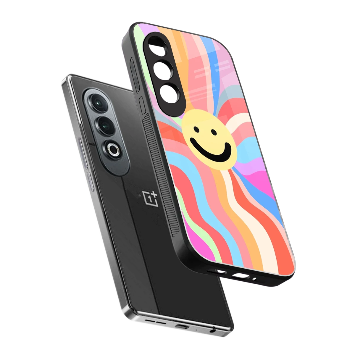 Cheerful Smiley sleek oneplus nord ce 4 cover with tempered glass back and TPU edges