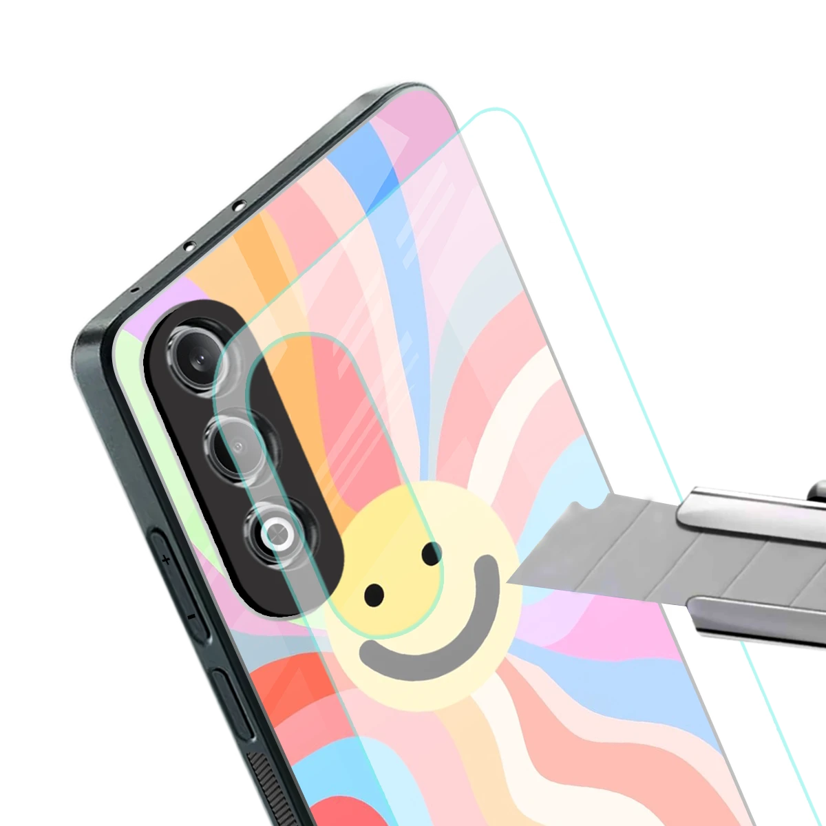Cheerful Smiley stylish phone case for oneplus nord ce 4 | glossy glass and slim fit