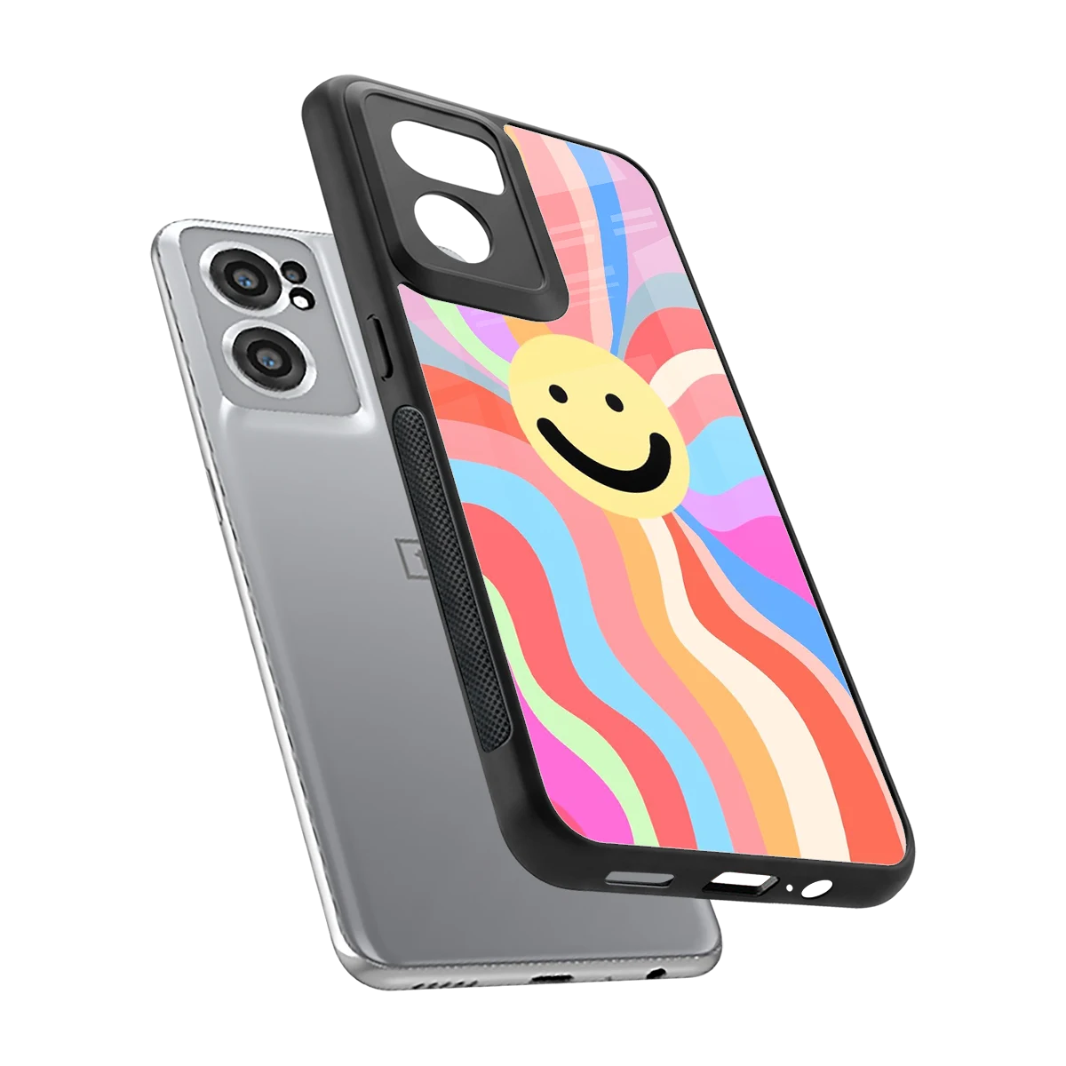 Cheerful Smiley sleek oneplus nord ce 2 cover with tempered glass back and TPU edges