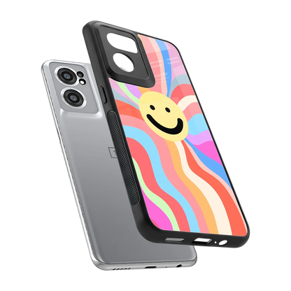 Cheerful Smiley sleek oneplus nord ce 2 cover with tempered glass back and TPU edges
