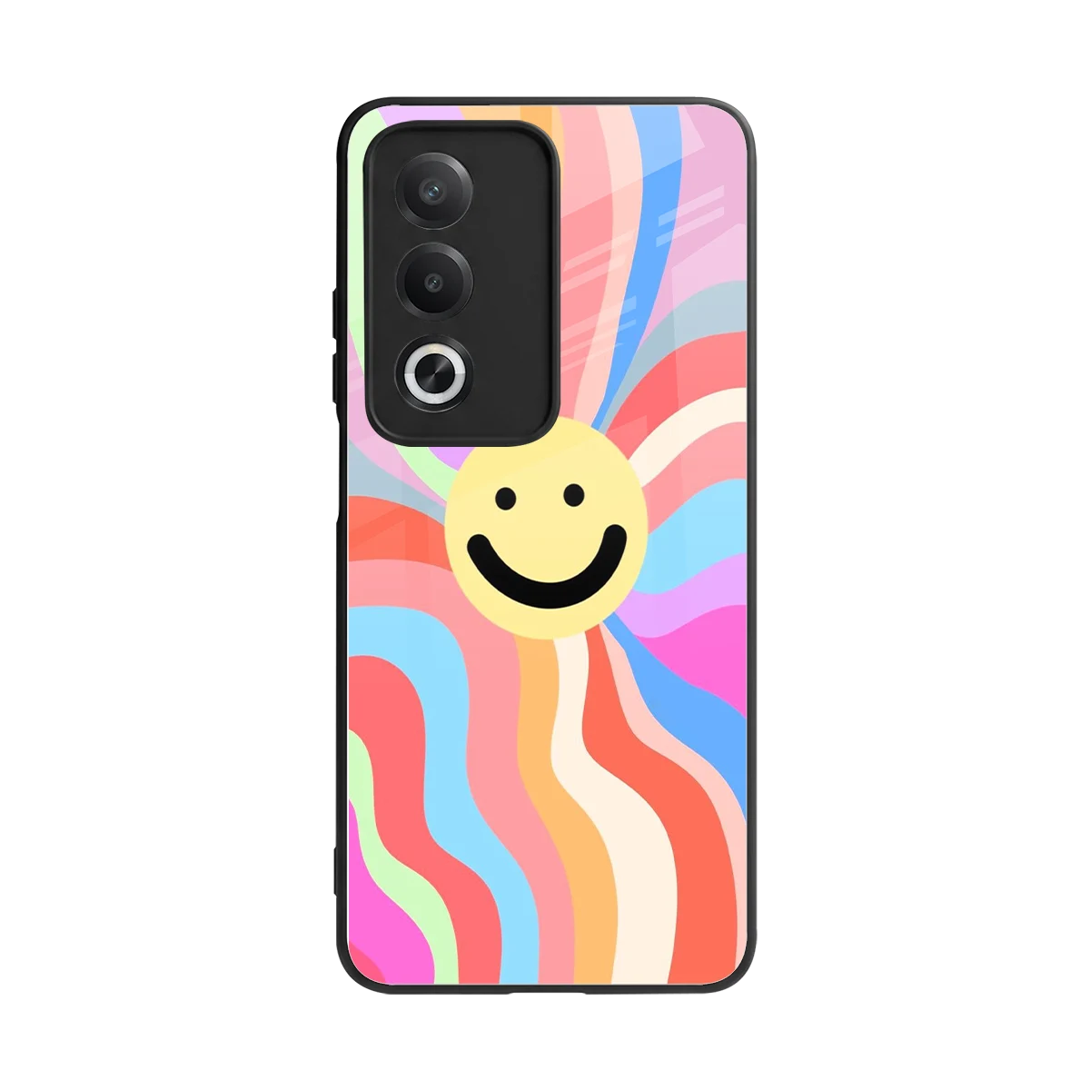 Cheerful Smiley back phone cover | glass case for oppo a3 pro
