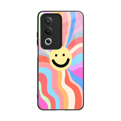 Cheerful Smiley back phone cover | glass case for oppo a3 pro