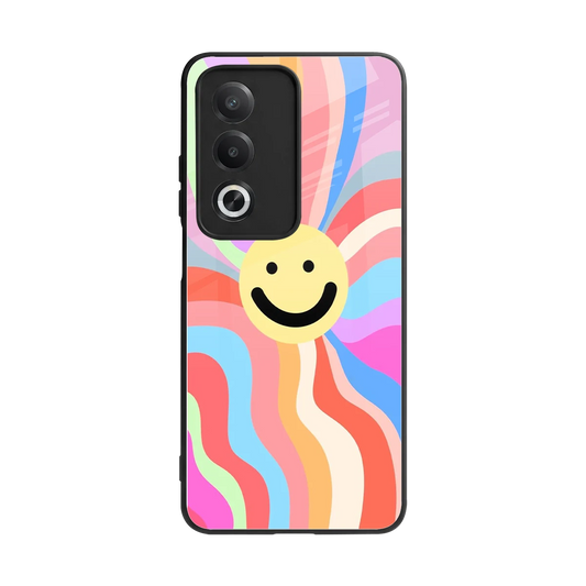 Cheerful Smiley back phone cover | glass case for oppo a3 pro