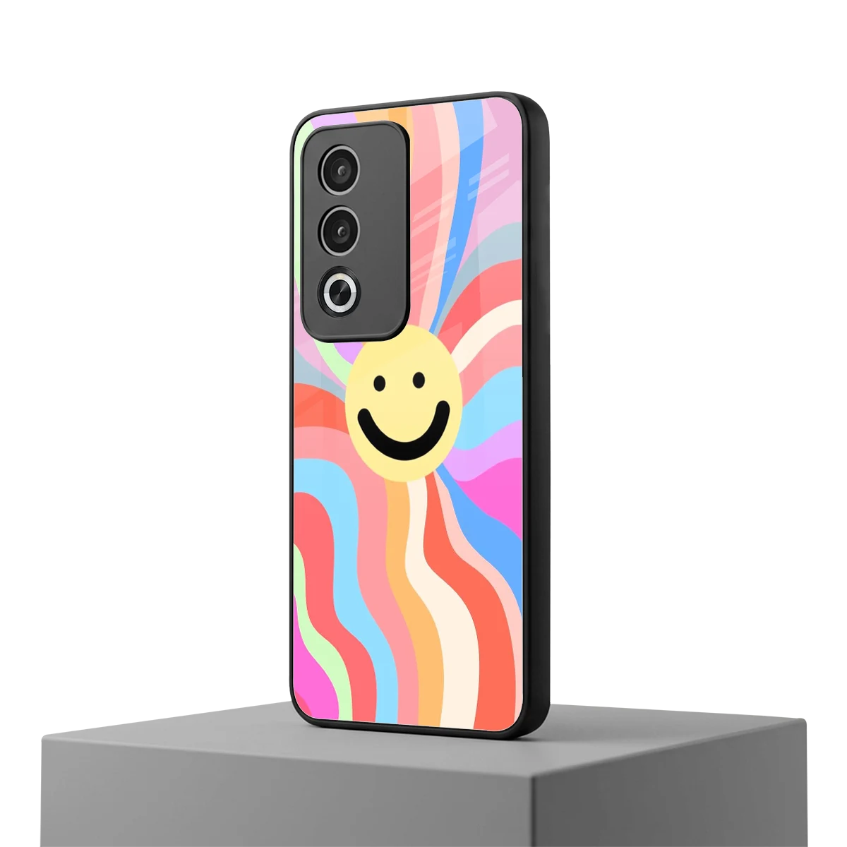 Cheerful Smiley oppo a3 pro mobile cover | shockproof glass phone case