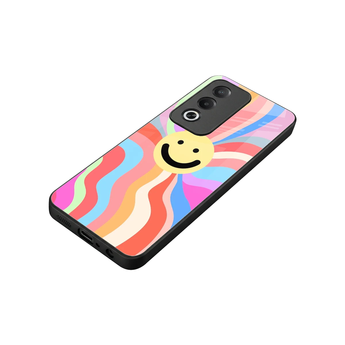 Cheerful Smiley stylish phone case for oppo a3 pro | glossy glass and slim fit