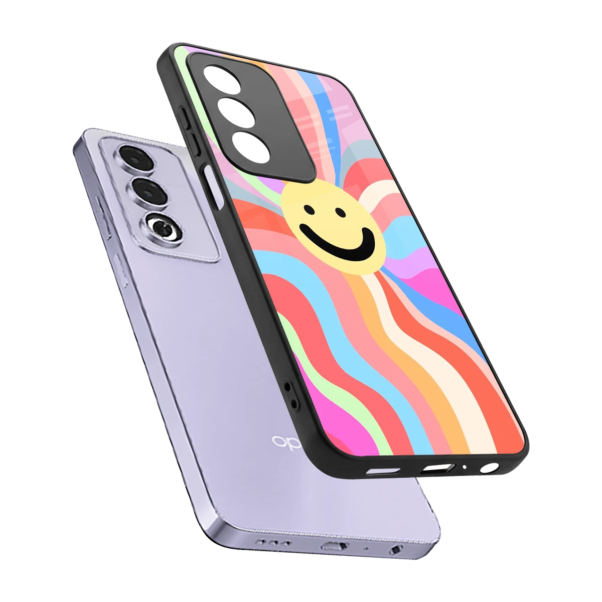 Cheerful Smiley sleek oppo a3 pro cover with tempered glass back and TPU edges